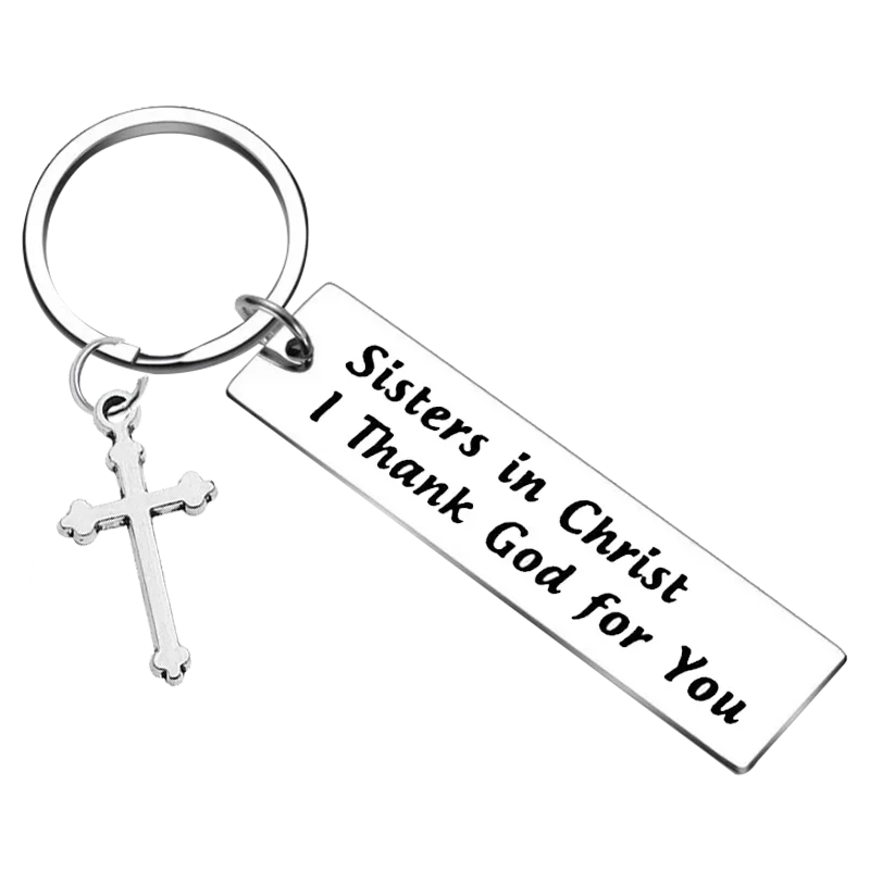 Metal Christian Sister Gift Keychain Adults Girls Christmas Gifts Key Chain Pendant Bestie Friendship Gifts