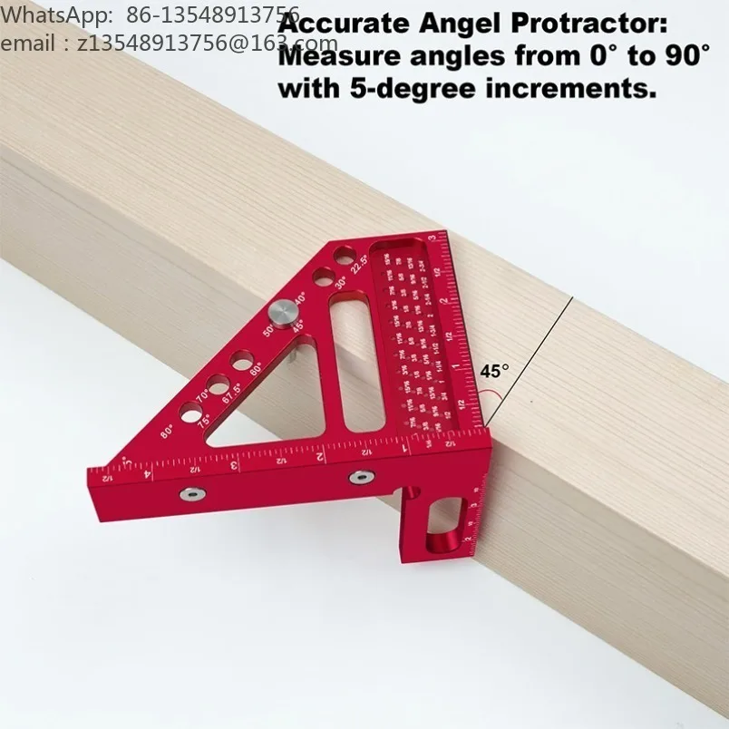 3D Multi‑Angle Woodworking Ruler 45° 90° Marking Triangle Ruler Hole Scribing Measuring Tool