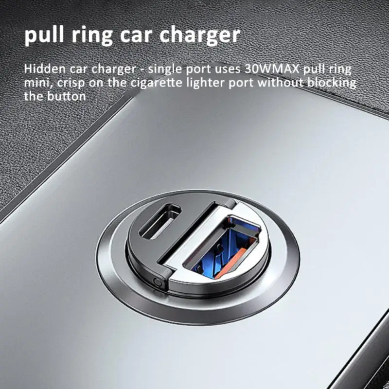 Mini cargador de coche de 30W, carga rápida PD + QC/PD + PD, USB Dual tipo C, adaptador de encendedor de cigarrillos automático, accesorios de 12-24V