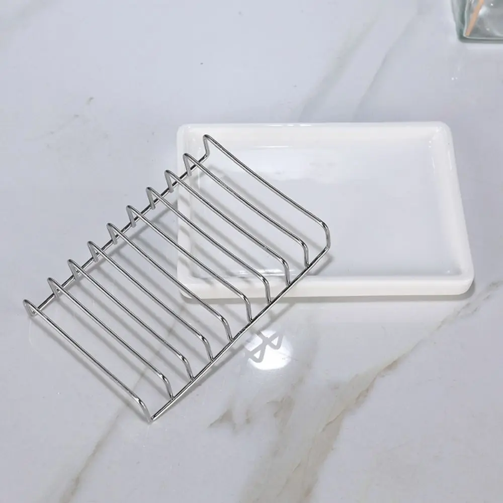 

Multi-function Ceramic Soap Dish Ceramic Stainless Steel Drain Soap Box Anti-corrosion Non-standing Water Storage Dish