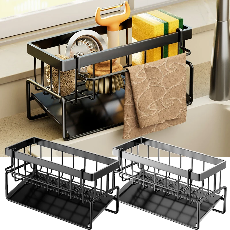 

Kitchen Sink Drain Rack Organizer ABS Plastic Self-draining Sink Shelf Soap Sponge Holder Dishcloth Towel Rack filter basket