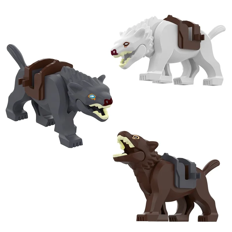 Small Military Building Block Scene: MOC War Horse Wolf Car Transport Vehicle Parts Interlocking Model Decorative Toy Gift
