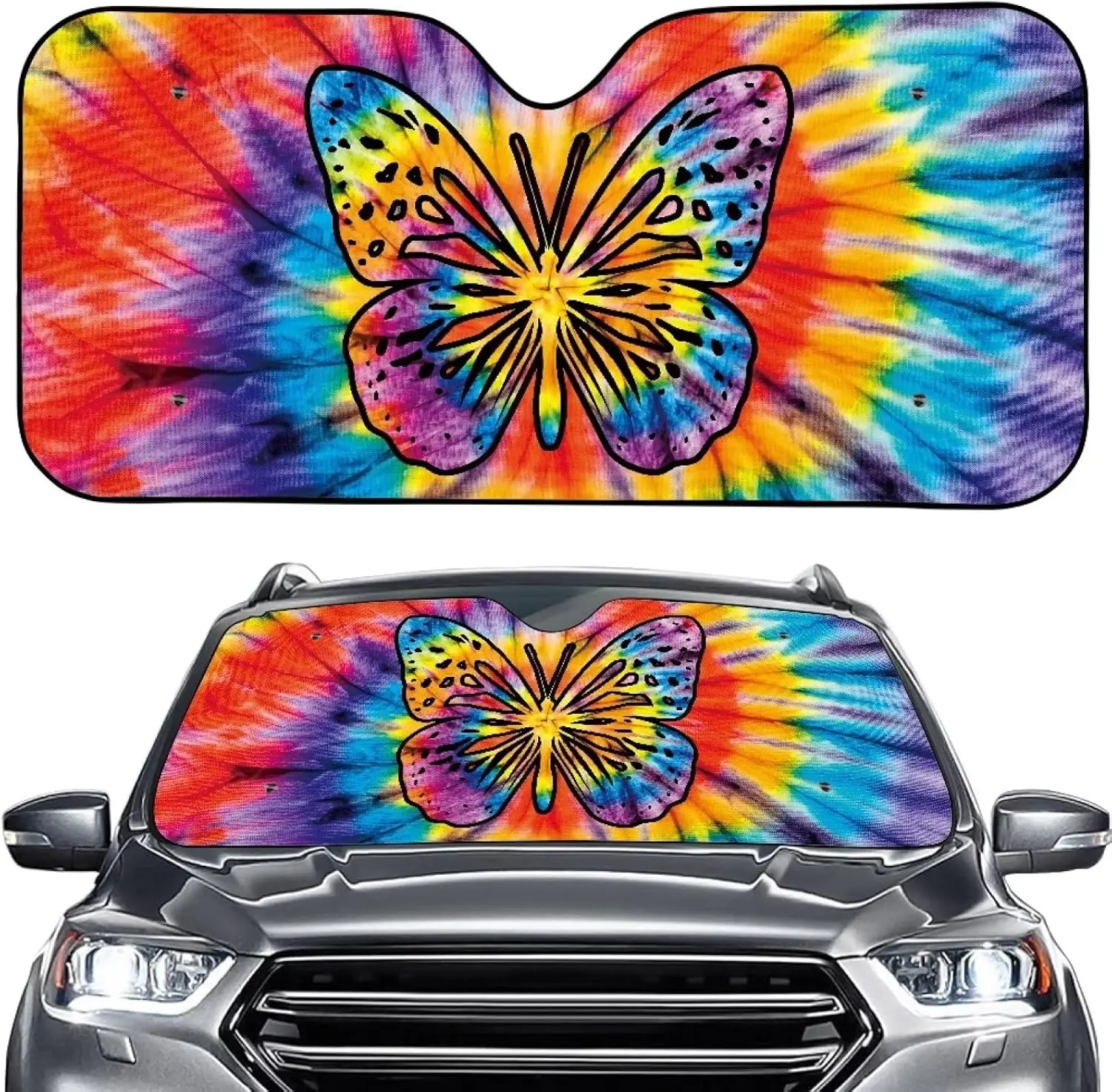 

Лобовое стекло автомобиля с принтом Tie Dye, складной автомобильный отражатель Sunsha, УФ-солнце и тепло, сохранит ваш автомобиль