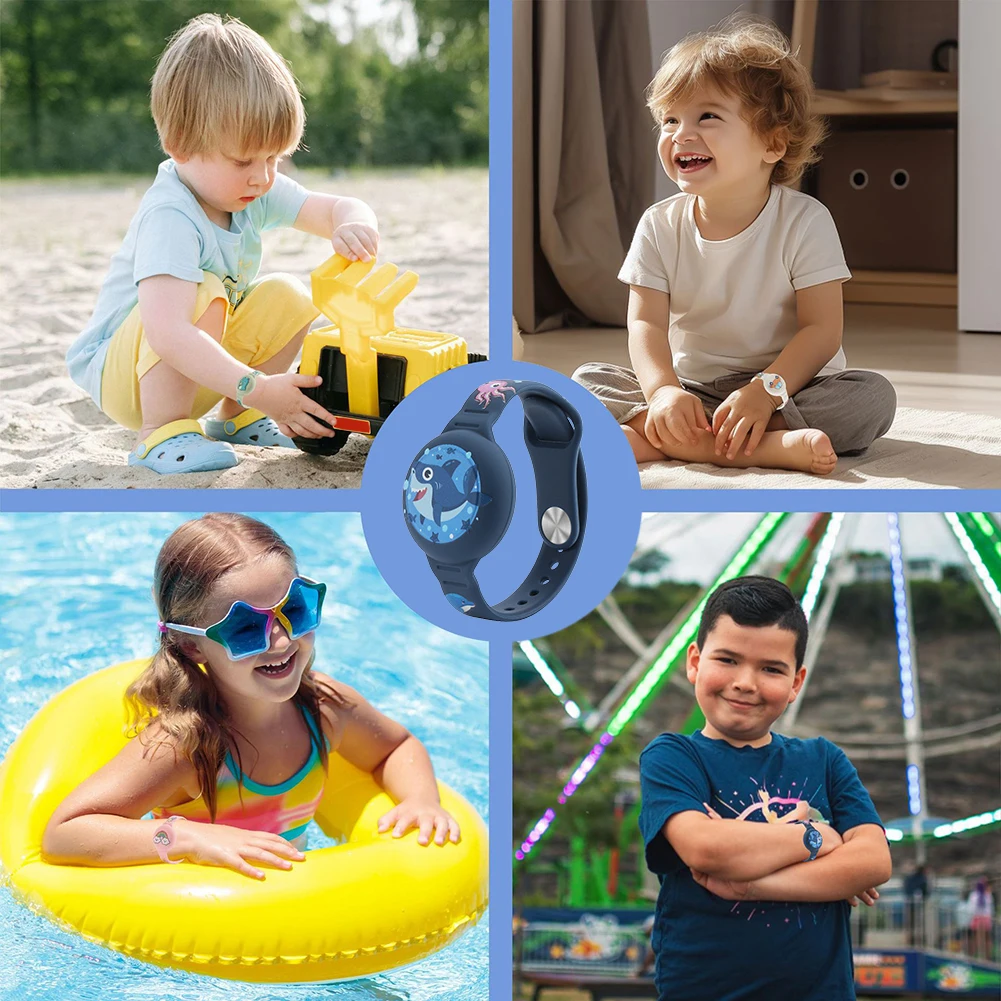 Polsino per cartoni animati Supporto per localizzatore GPS leggero in silicone per bambini per AirTag