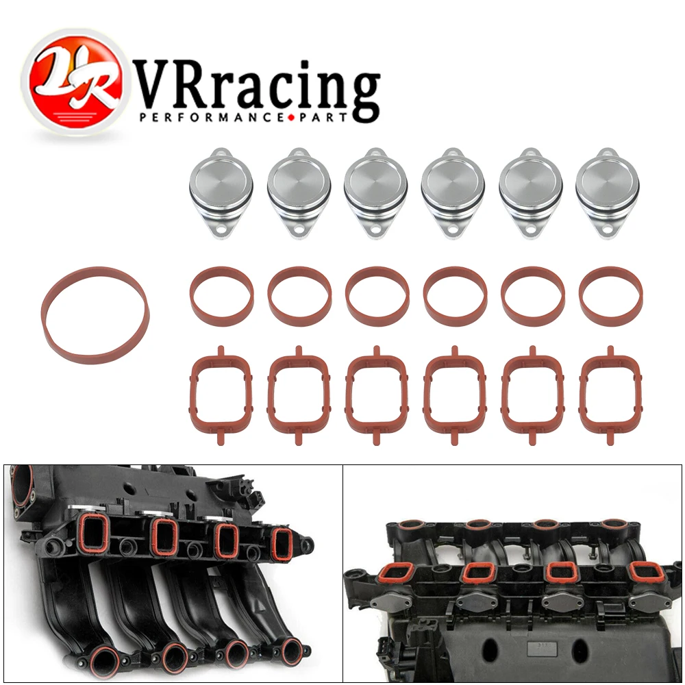 VR - 6 x 33mm Diesel Swirl Flap Blanks Replacement Bungs with Intake Manifold Gasket for BMW 320d 330d 520d 525d 530d 730d