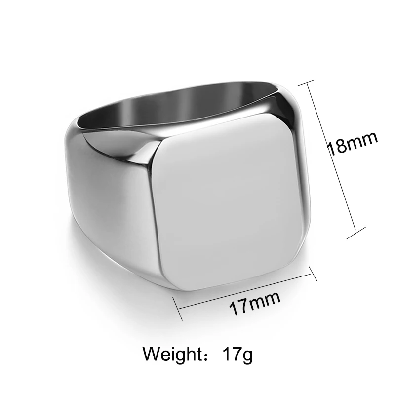 Azimiby Retro Custom A-Z Initial Letters Ring For Men Women 18mm Thick Square Male Stainless Steel Customized Jewelry Party Gift