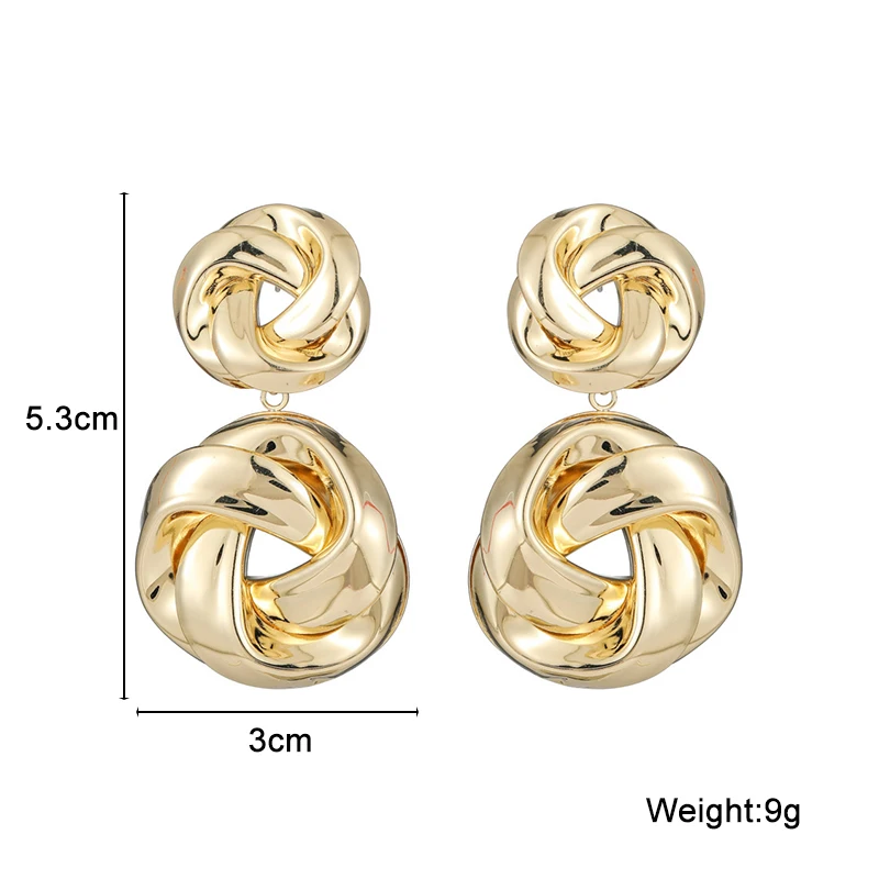 Trendy New Twisted Drop Earrings for Women Two-layers Spiral Design Hollow Metal Pendants Heavy European Long Hanging Earrings