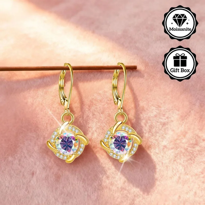 

Ювелирные изделия LAMVOICE для женщин/серьги с 2-каратным муассанитом, гипоаллергенные серьги-крючки, рождественский подарок для ювелирных изделий высокого качества