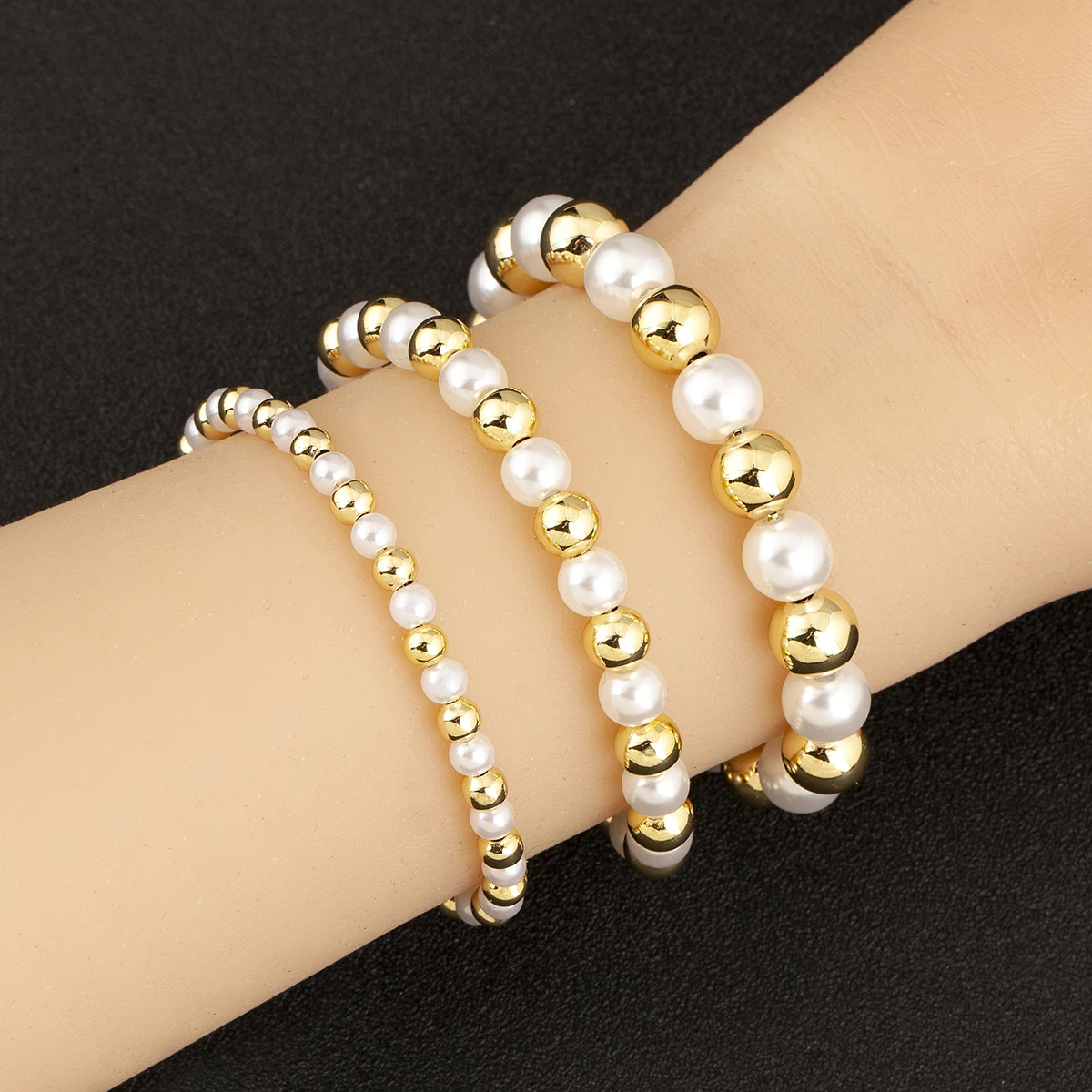 Nidin Elegant Pearl Beaded Bracelet For Women Adjustable Drawstring Bow Bracelets Fashion Engagement Wedding Party Jewelry Gifts