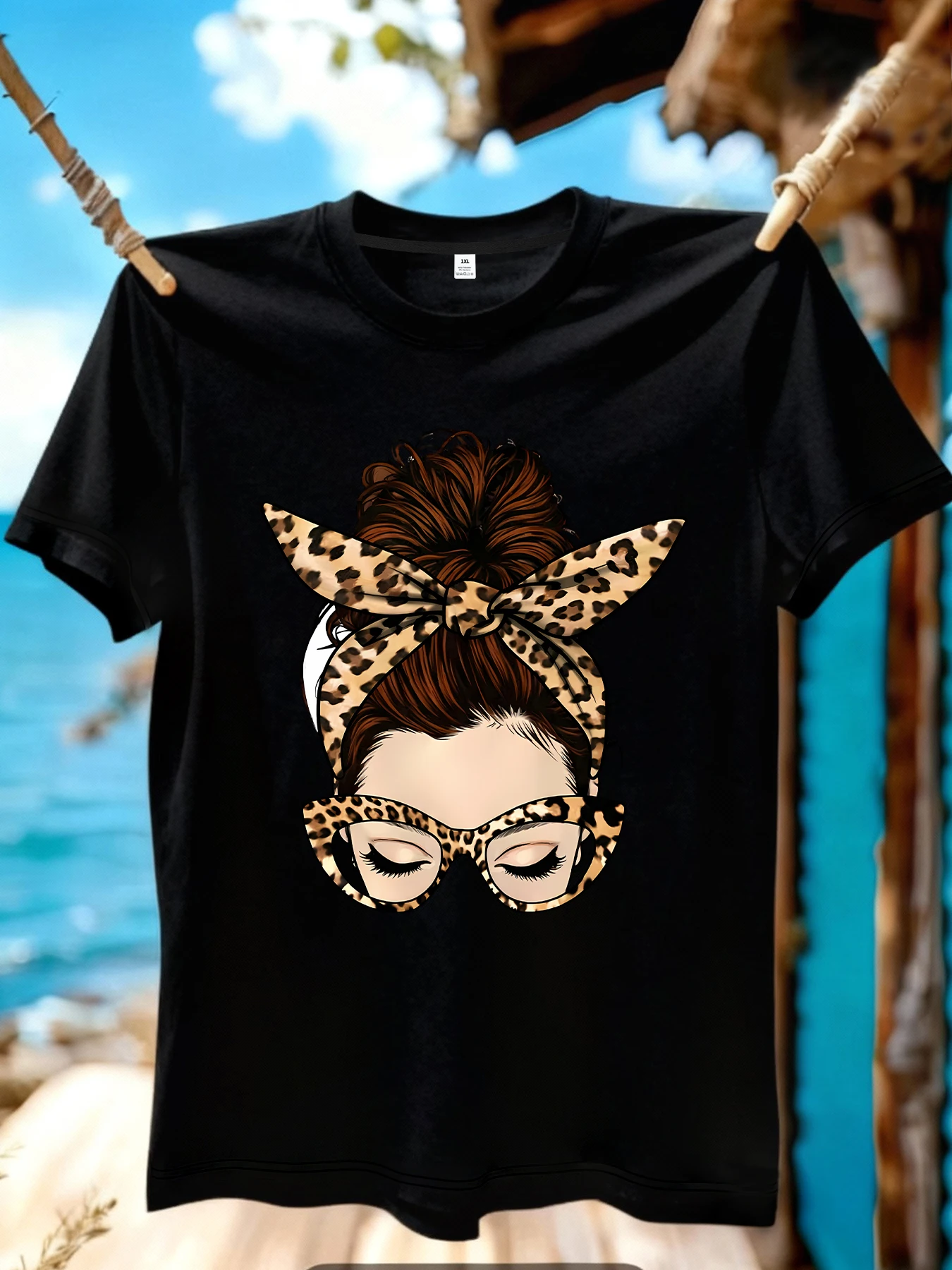 

【JYDX12】Leopard print plus size women's T-shirt summer casual street fashion women's Joker short sleeve T-shirt