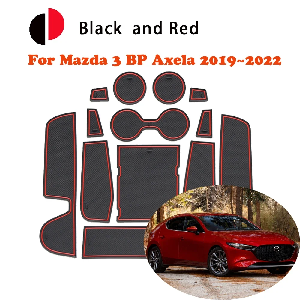 Rubber Anti-slip Mat Door Groove Cup For Mazda 3 BP Axela 2019~2022 2020 Pad Cushion Gate Slot Coaster Car Stickers Accessorie