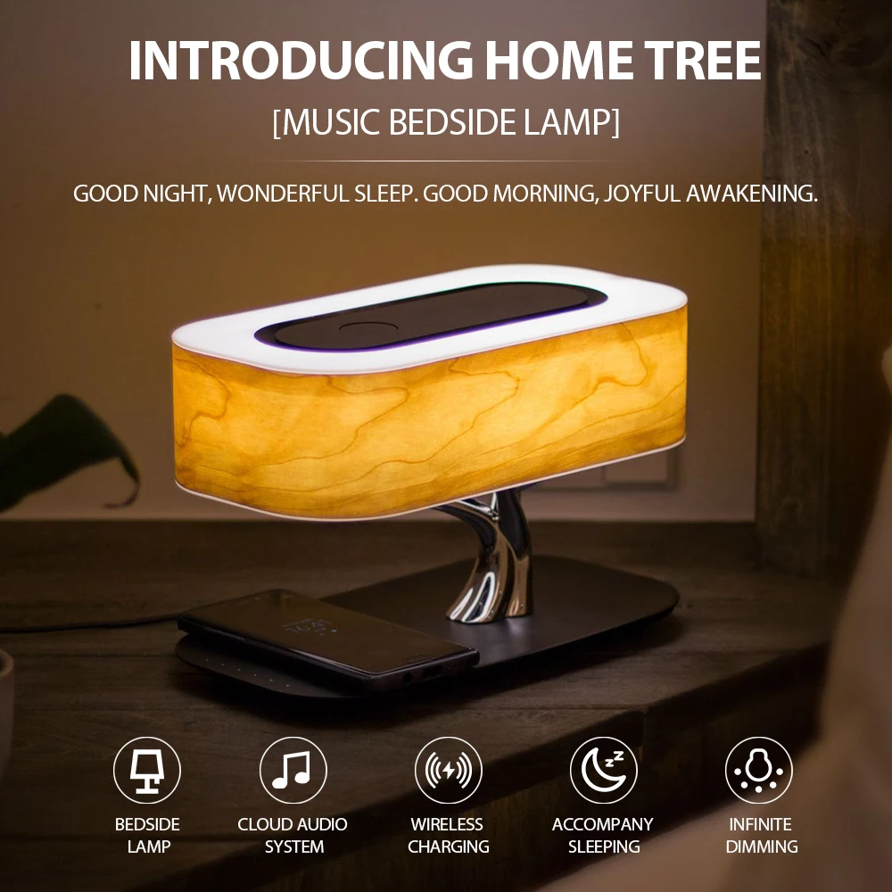 مصباح بجانب السرير صوتي قابل لإعادة الشحن وقابل للتعديل، مناسب لغرف النوم والمكاتب وطاولات السرير، مع سطوع قابل للتعديل