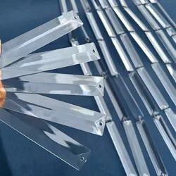 Camal 10PCS 150mm Acrylic Long Rectangle Hanging Chandelier Prisms Pendant 2 Holes Lighting Part Lamp Wedding Decor w/15mm Rings