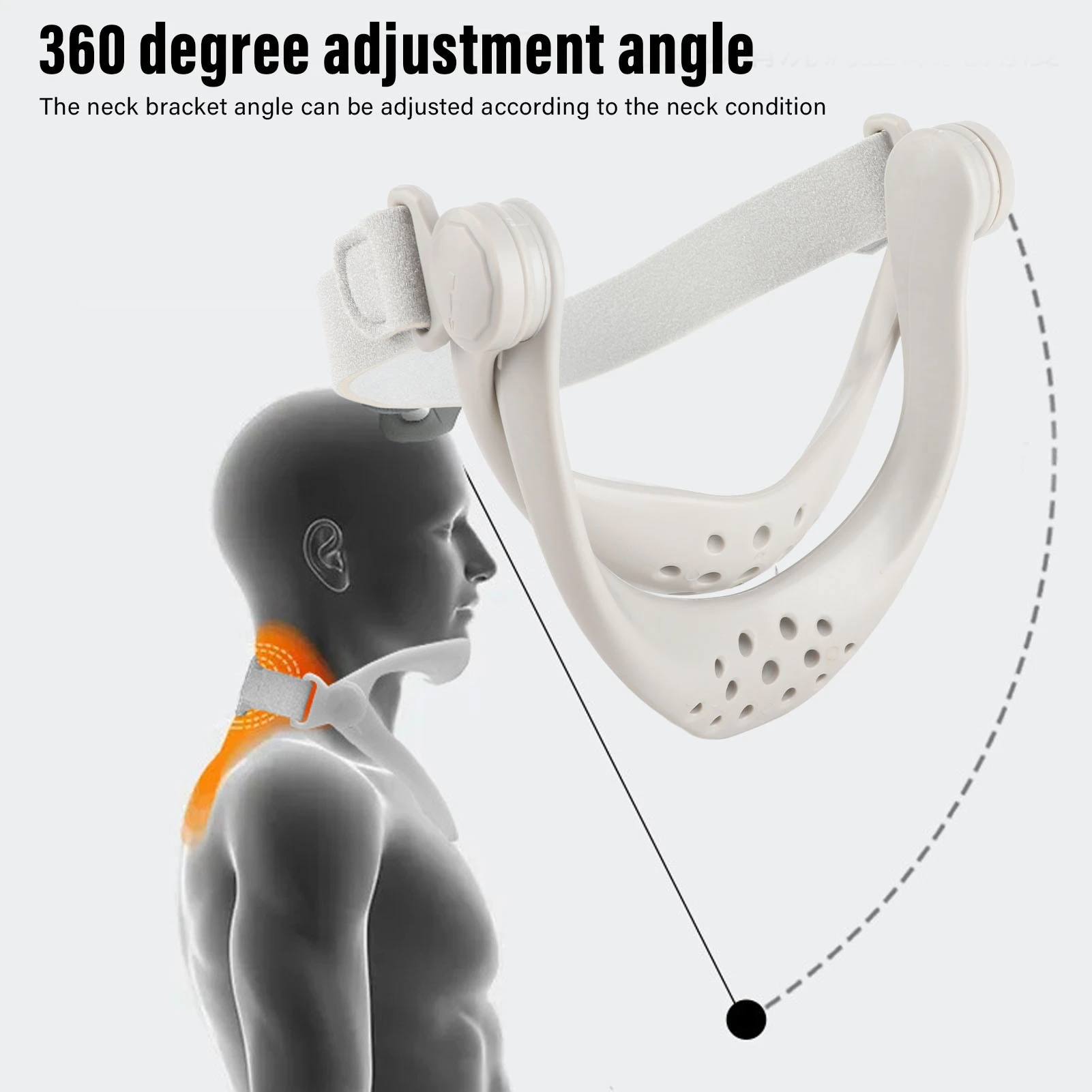 

Корректор осанки для поддержки шеи, шейный бандаж, регулируемый на 360 градусов шейный вытяжной аппарат, серый АБС-пластик
