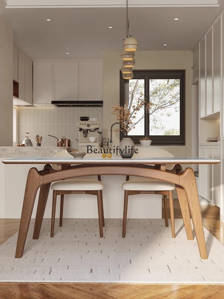 Solid wood rock slab dining table Modern simple imported ash wood Nordic rectangular dining table