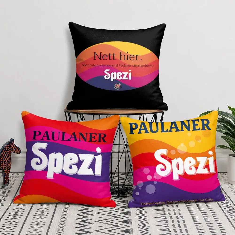P-Paulaner Spezi Logo Cushion Cover Soft Short Plush Double-Sided Printing Home Decor Machine Washable Pillow Case Gift