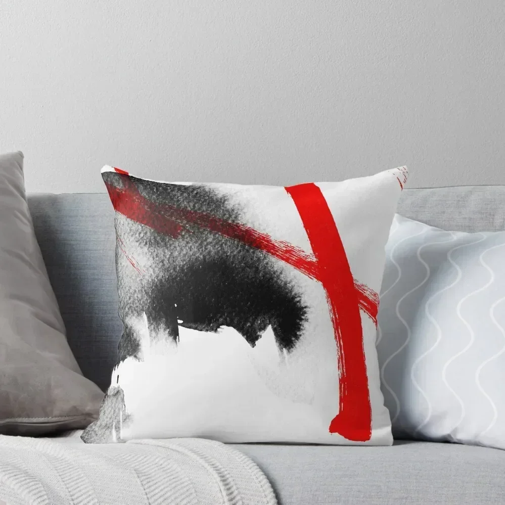 Wet black ink and red marker abstract design Throw Pillow pillowcases for sofa cushions Sofa Covers For Living Room pillow