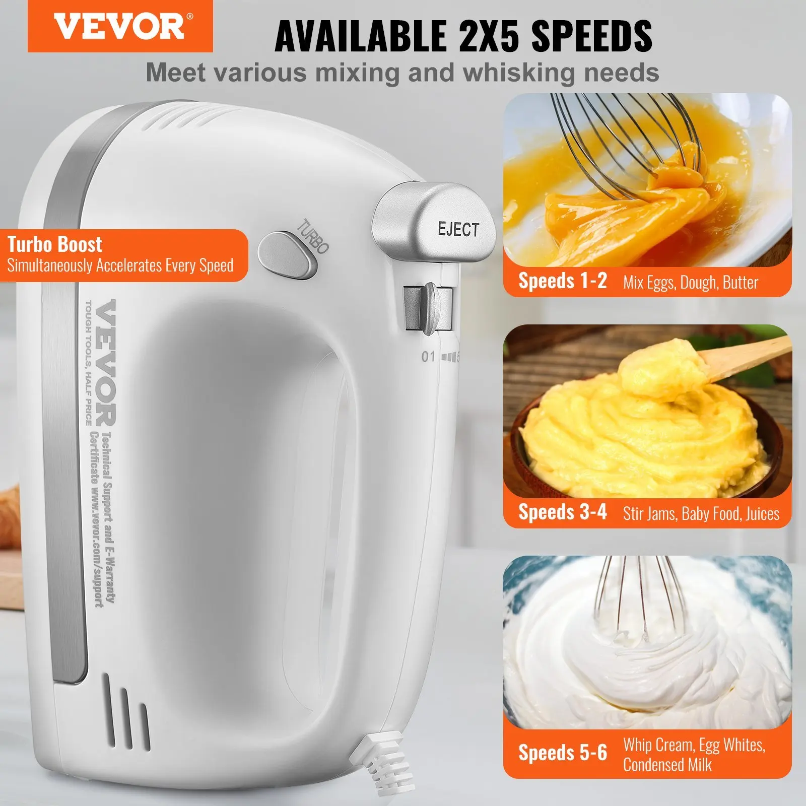 NEW Electric Hand Mixer 5-Speed 250 Watt Portable Electric Handheld Mixer Baking Supplies for Whipping Mixing Egg Cookie Cake