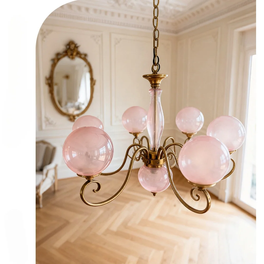 American Wrought Iron Led Pendant Light Glass Home Decoration Living Room Dining Room Pendant Light Bedroom Lighting Fixtures