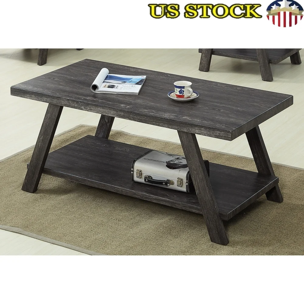 

Современный деревянный журнальный столик из трех предметов с полкой для хранения, торцевые столики в деревенском стиле, мебель для гостиной