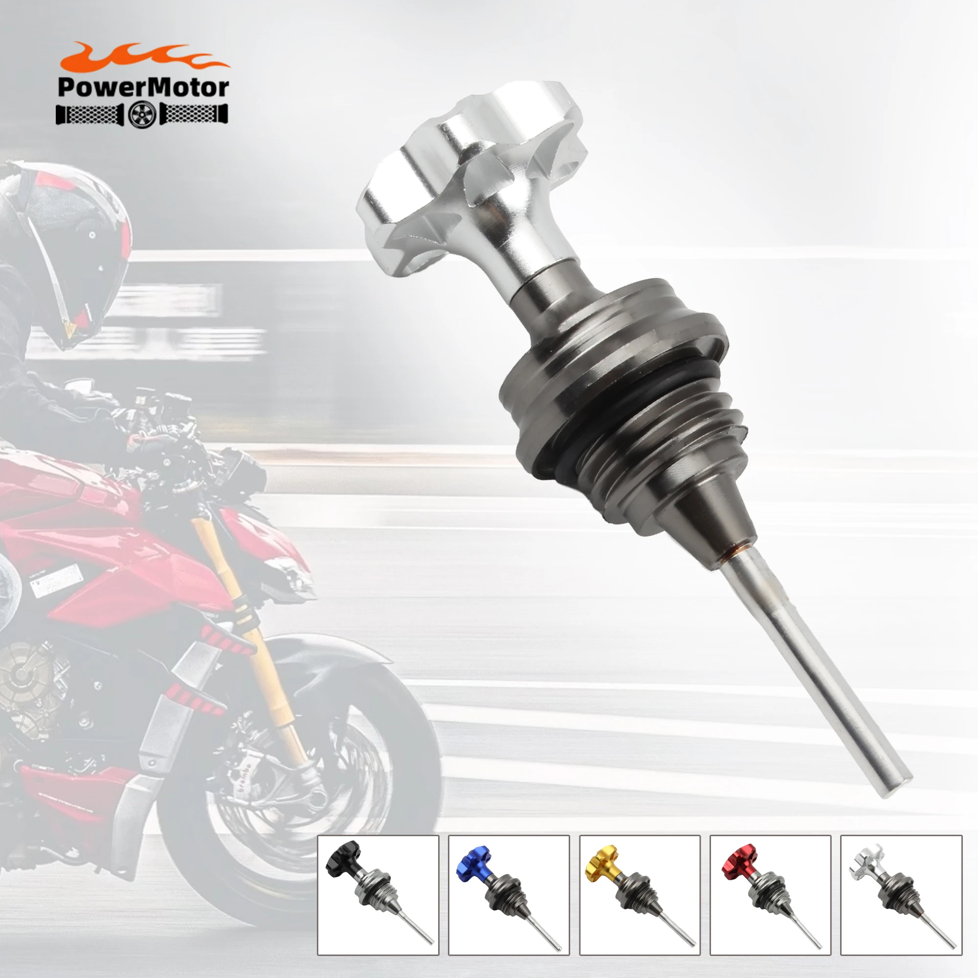 

1pcs Motorcycle CNC Aluminum Engine Oil Dipstick Filler Cap Plug Engine Crankcase Motorbike Oil Level Gauge Moto Parts