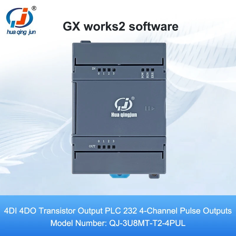 Chingjun 4DI 4DO Transistor Output PLC 232 Pulse Outputs Ladder Diagram QJ-3U8MT-T2-4PUL Modbus PLC Controller for Automation