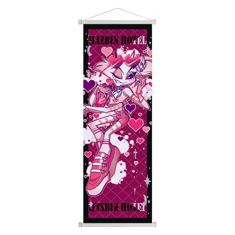 Póster de Alastor de Hazbin Hotel, Figura de Anime, Pergamino Largo, Pintura Colgante, Decoración de Pared con Dibujos Animados de Lucifer, Adornos Colgantes para Habitación