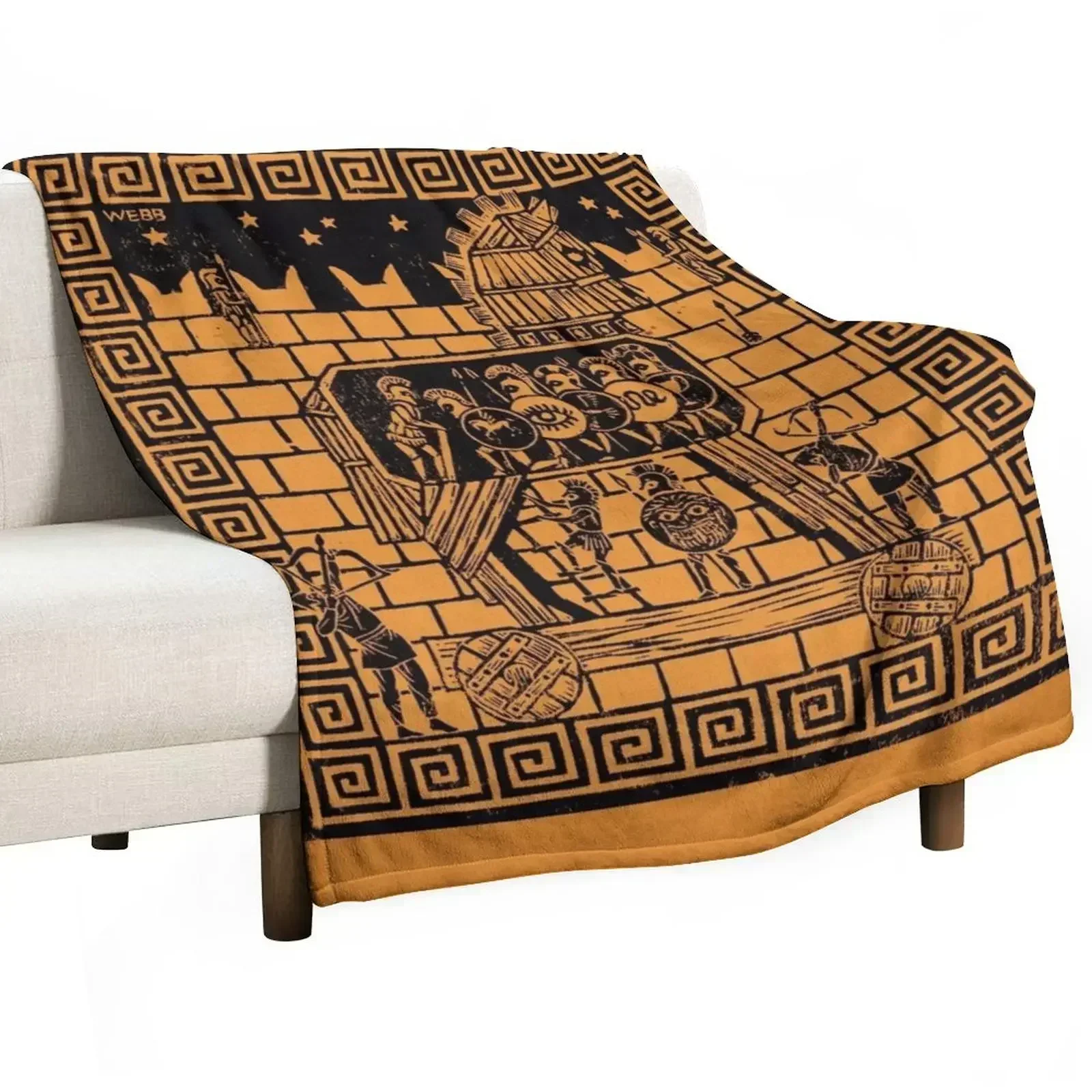 Trojan Horse Throw Blanket halloween for winter Sofa Throw for sofa Luxury Thicken Soft Plush Plaid Blankets