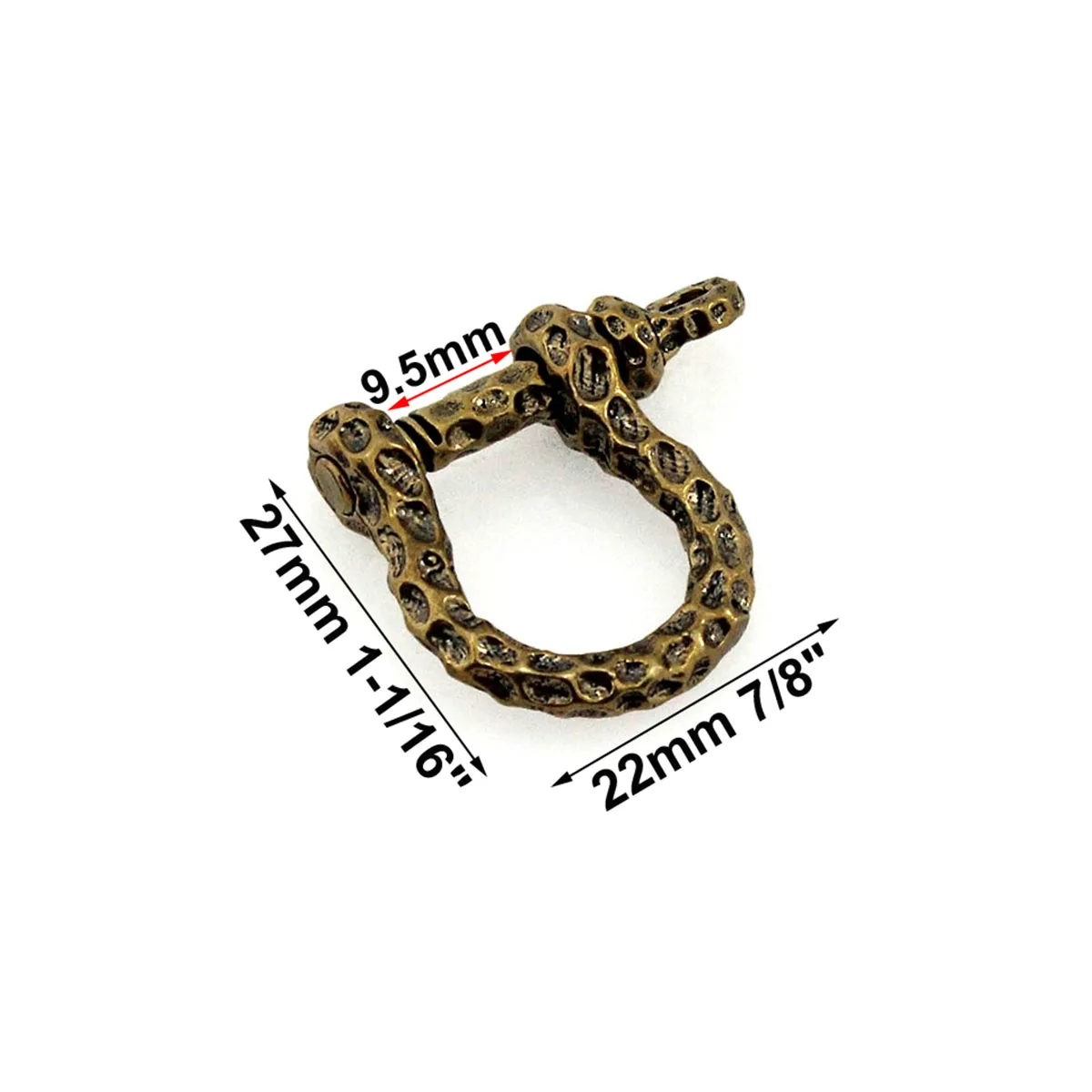 1pcs Antique Solid brass D bow shackle key chain ring Fob clip connecting hook Leather craft DIY accessories