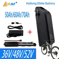 36V 48V 52V Hailong Ebike Battery with Charger Full Capacity 50Ah 60Ah 70Ah Anti-thief 18650 Electric Bike Lithium Battery Pack