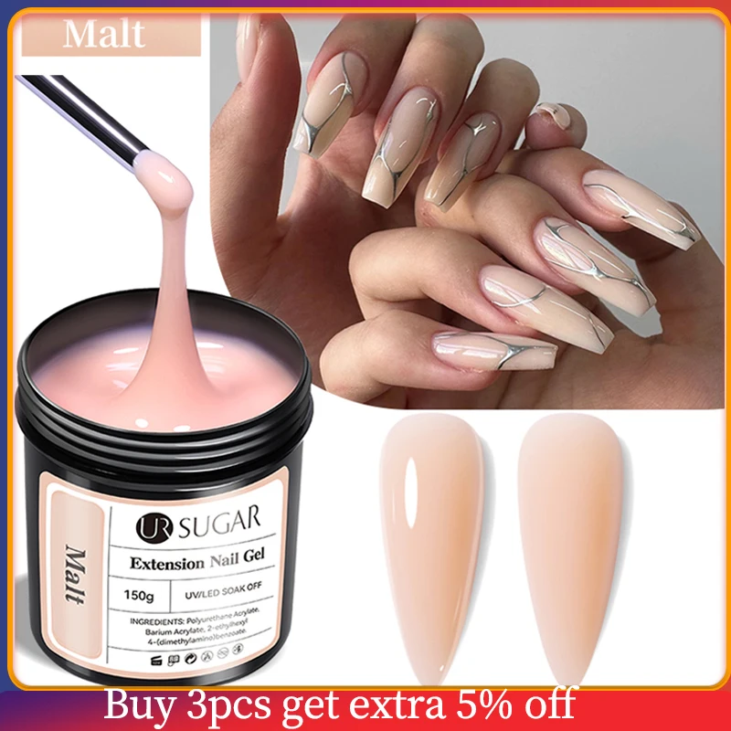 UR SUGAR 150g Extension Gel Nail Polish Jelly Nude Milky White Fast Building Prolong UV Hard Gel Self Leveling Construction Gel