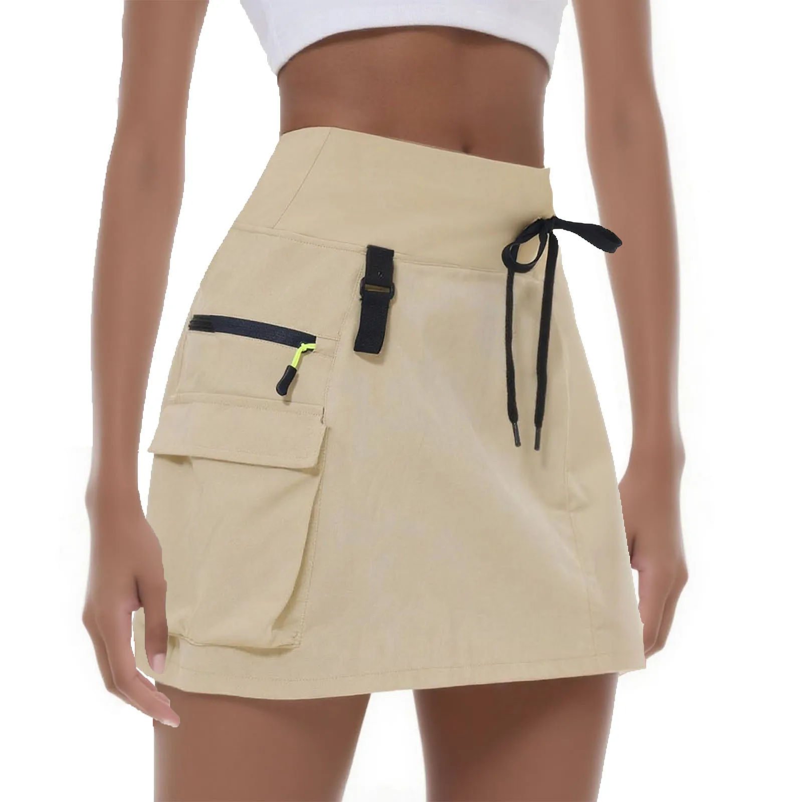 

Hiking Skirt High Waisted Golf Dressy Casual With Zipper Pockets Workout Sport Quick Dry Skirts Elegant Women'S Dresses Vestido
