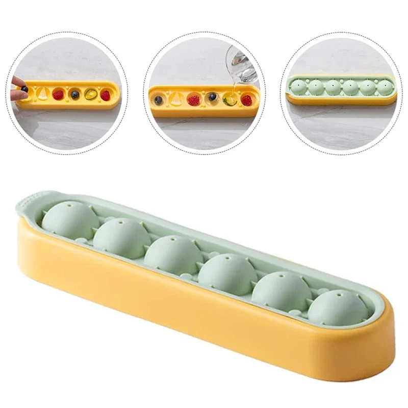 

2pcs 6 grid Ice Cube Tray Food Grade Silicone Ice Ball Mold Household with Lid Kitchen Gadget in Summer Supplies Ice Fruit Mould