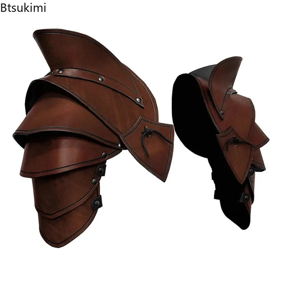 中世騎士ダブルショルダー鎧 Pu レザーポールドロンズ Spaulders エルフアーチャーコスプレ衣装ハロウィンパーティークラブ小道具 Larp