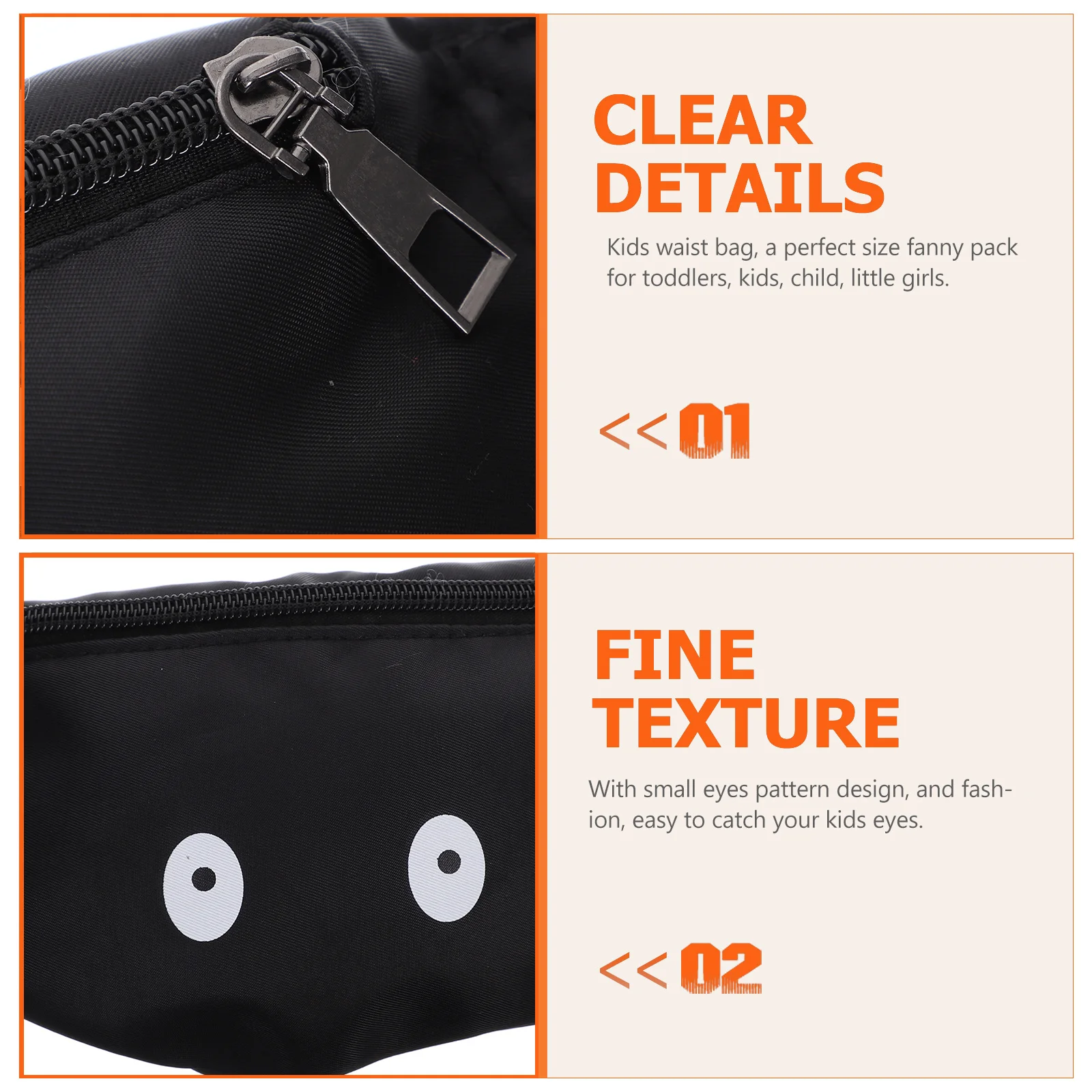 Kids Waist Bag Small Eyes Pattern Fanny Pack Jogging Walking Cycling Hiking Holidays Leisure Belt Pouch Storage Keys Hairclips