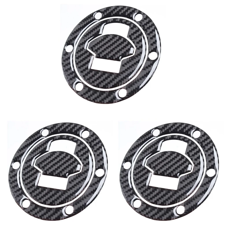 3X 3D Carbon Fiber Tank Gas Cap Pad Filler Cover Sticker Decals For BMW R1200RT K1200S F650 R1150 R/RS/GT/LT ALL