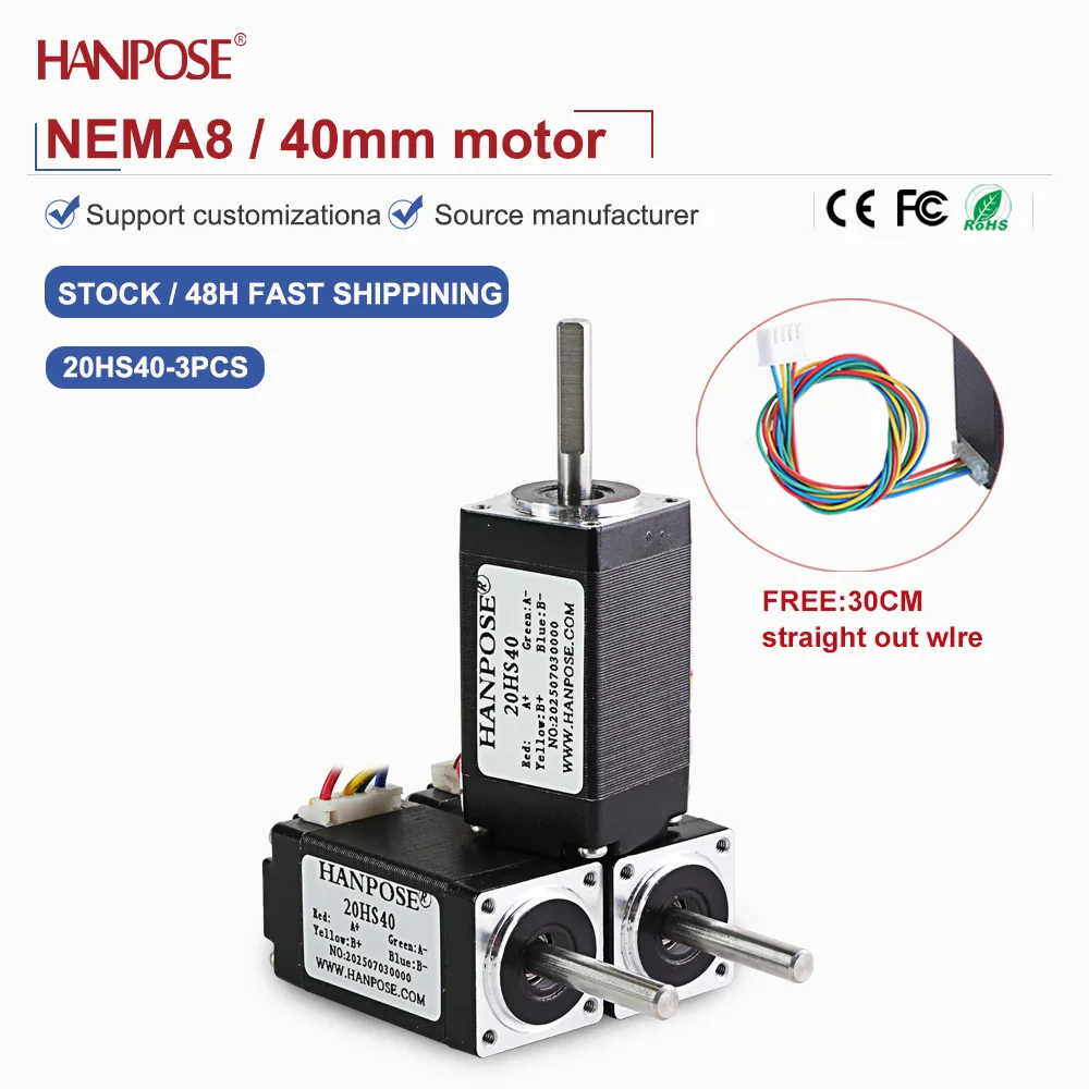 

NEMA8 3PCS 20HS40 Miniature Stepper Motor 0.03N. m 0.8A 3D Printing Accessories Motor Manufacturer Direct Sales in Stock