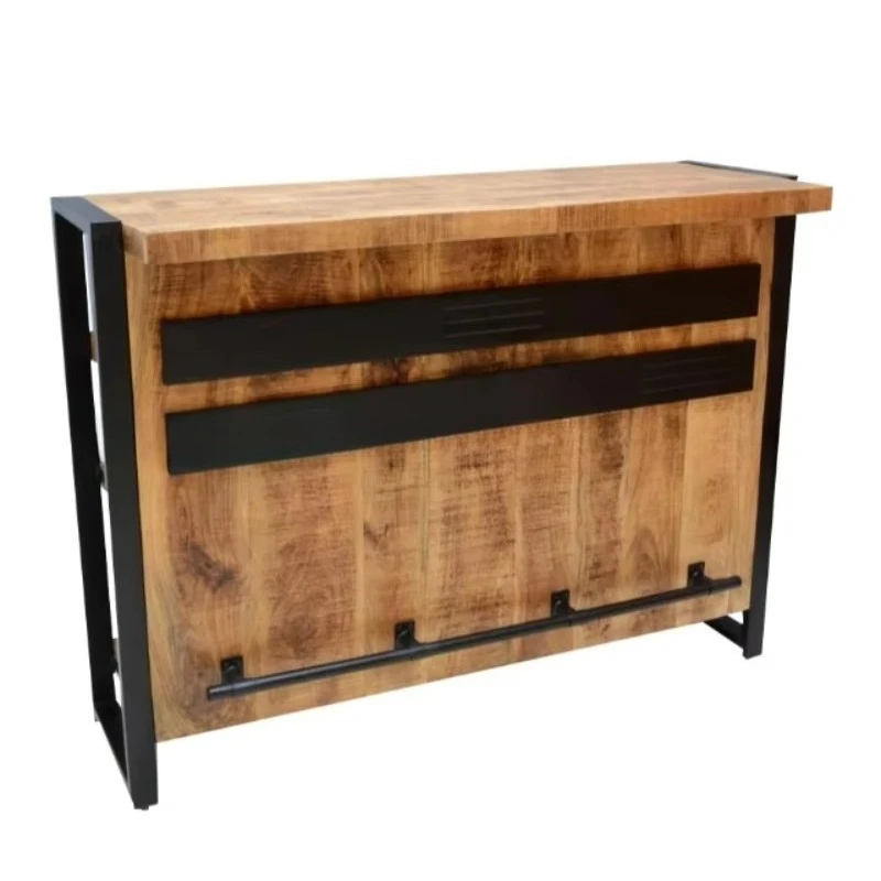 Best Industrial Style Bar Counter with 3 Stylish Shelves on the Back for Storage Premium Handmade