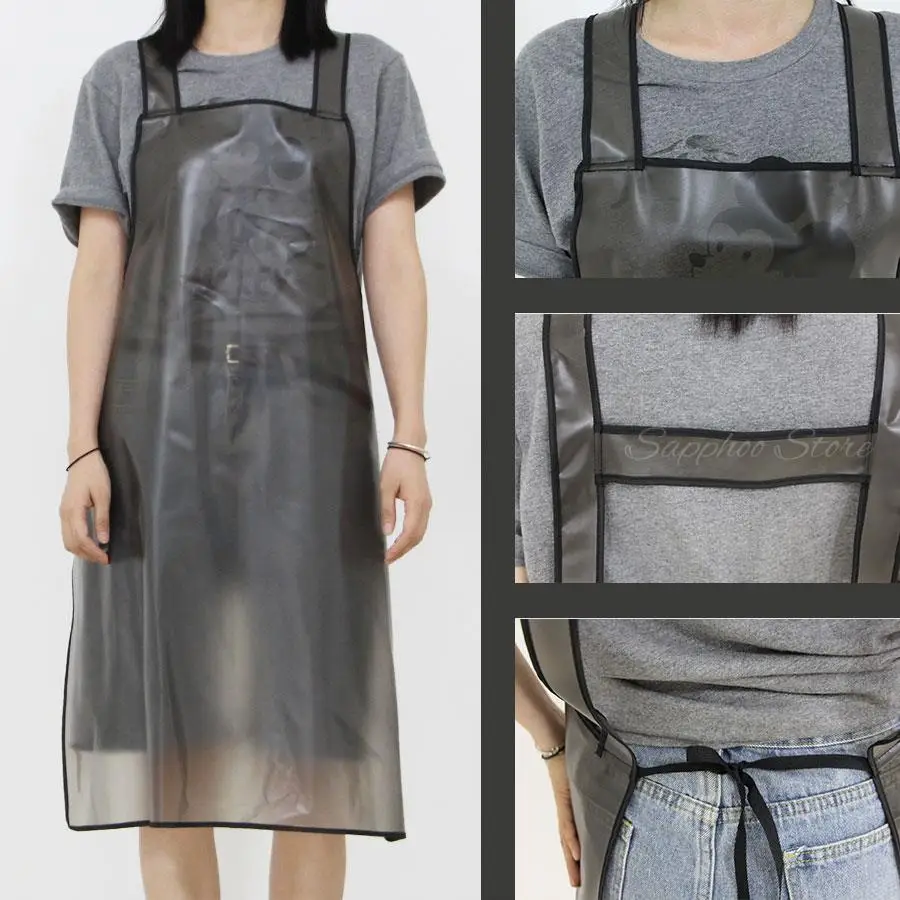 Transparent PVC Waterproof Apron Professional Hair Apron With Pocket Pet Shop Work Apron Hairdressing Pinafore Apron G1004