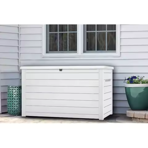 =XXL 230 Gallon Deck Storage Box Outdoor Patio Container ~ White