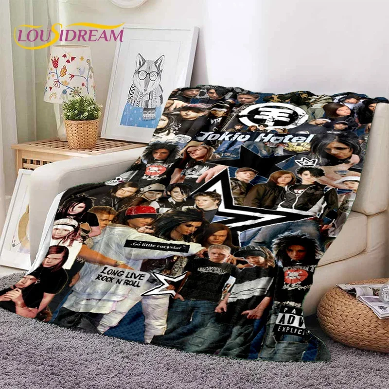 3D Rock Band Tokio Hotel Bill Kaulitz Soft Flannel Blankets,Throw Blanket Comfortable Blanket for Picnic Beds Sofa Home Bedroom