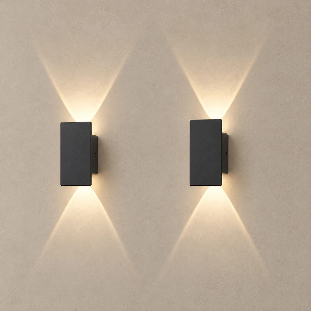 2Pack Modern Outdoor Wall Light Waterproof Aluminum Up Down LED Wall Sconce 3000K / 6000K Porch Patio Garden Exterior Lamp