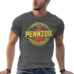 Distressed Pennzoil Motor Oil Logo Oversized T Shirts Brand Mens Clothing Short Sleeve Streetwear Large Size Top Tee