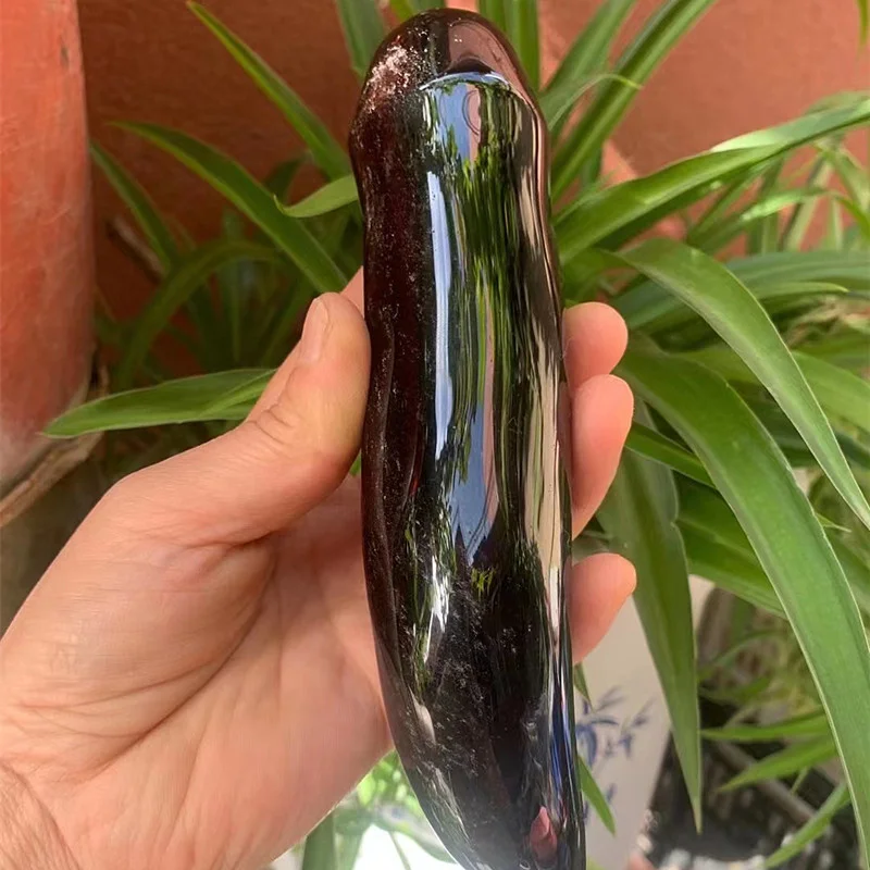 Natural polished black obsidian quartz crystals healing stones massage stick for sale