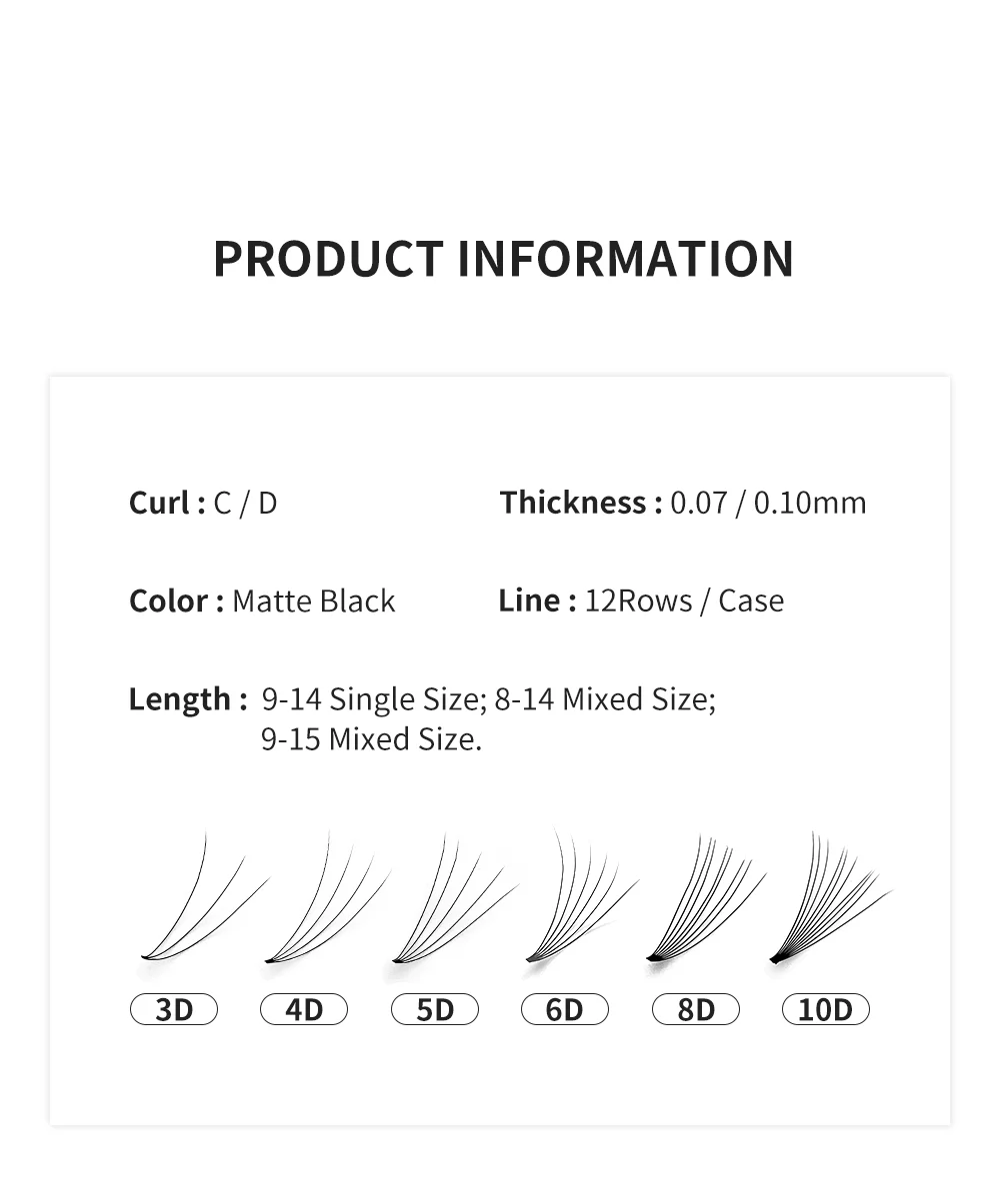NATUHANA 3D 4D 5D 6D 8D 10D Falsche Wimpern mit kurzem Stiel, vorgefertigte russische Volumenfächer, Cilios-Wimpernverlängerungen für Make-up – Detail 5