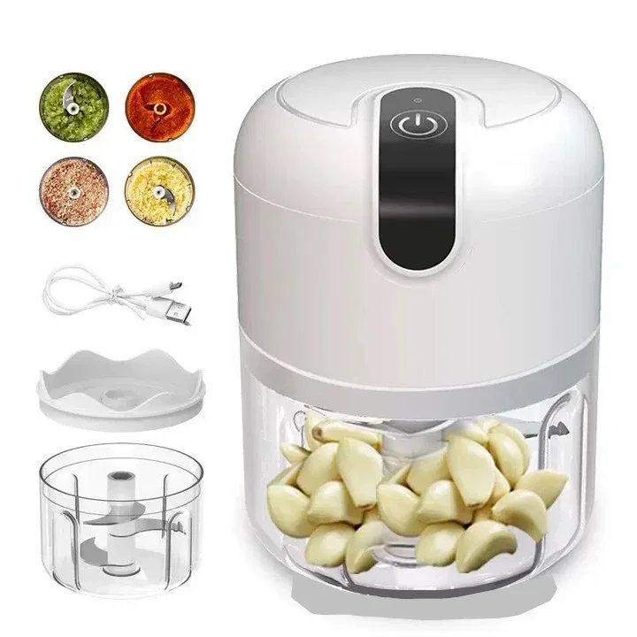 Electric Garlic Masher Food Processor Vegetable Cutter Meat Grinder Fruit Masher Chilli Chopper Home Kitchen USB Charging Mincer