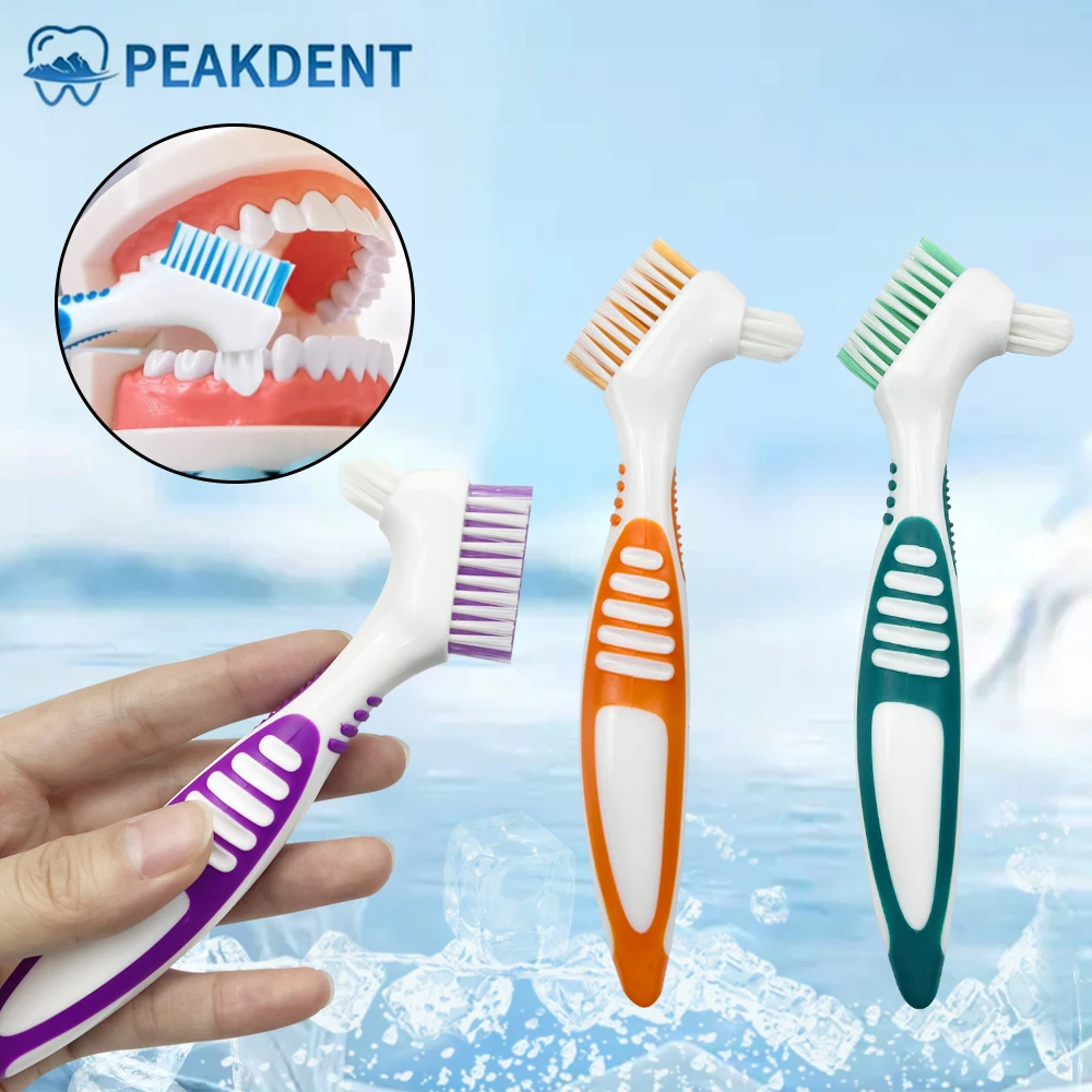 

2pc Denture Toothbrush Cleaning Brush Double Sided Denture Brush Invisible Braces Orthodontic Retainer Descaling Brush