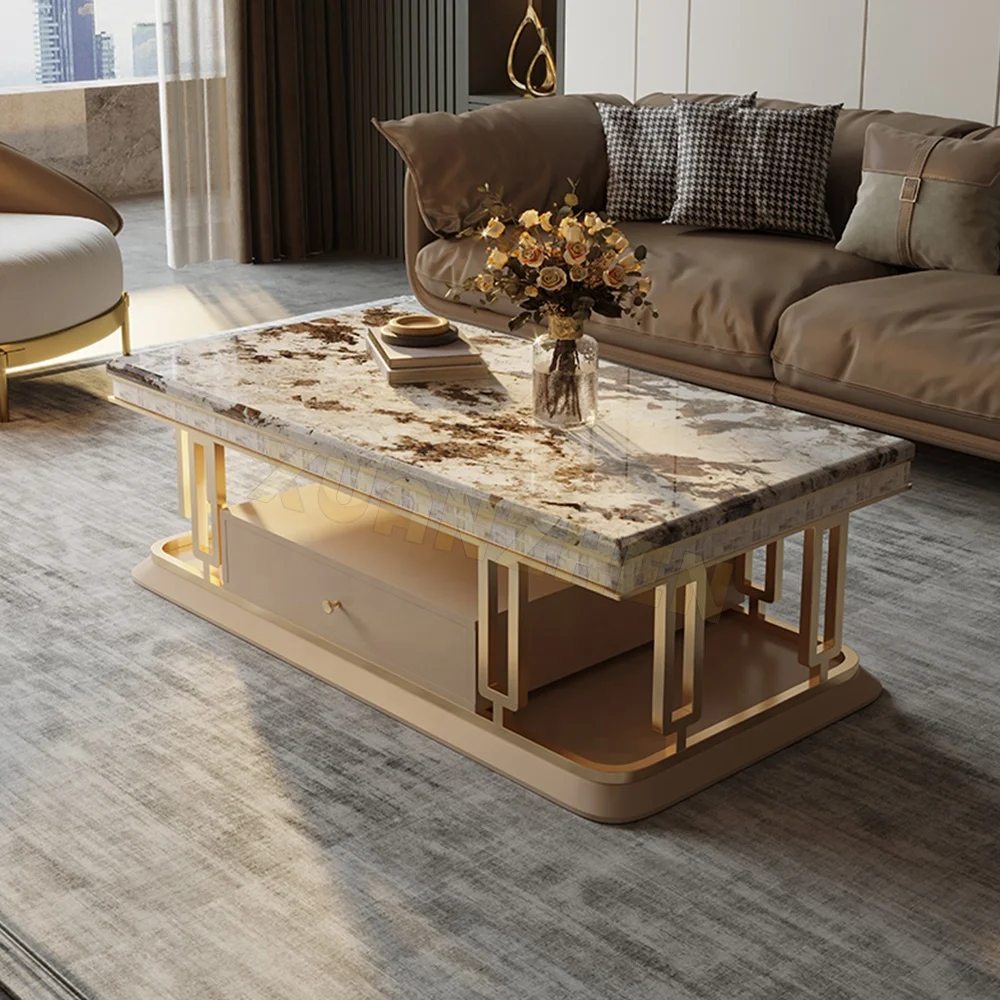 

❁a Living Room Furniture Gold Metal Coffee Table Set Luxury Marble Coffee Table Stainless Steel Modern Coffee Tables TT102