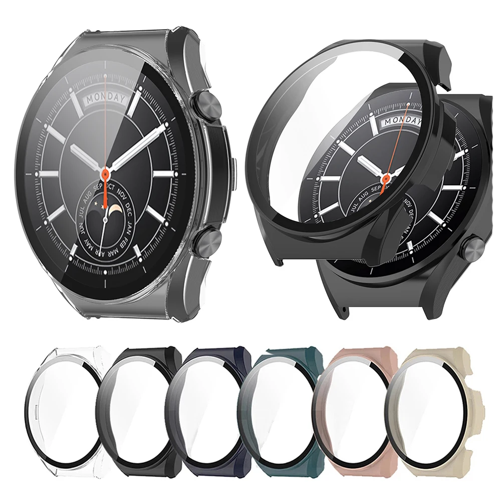 PC+Tempered Glass Protective Case For Xiaomi Watch S1 Full Screen Protector Shell Cover