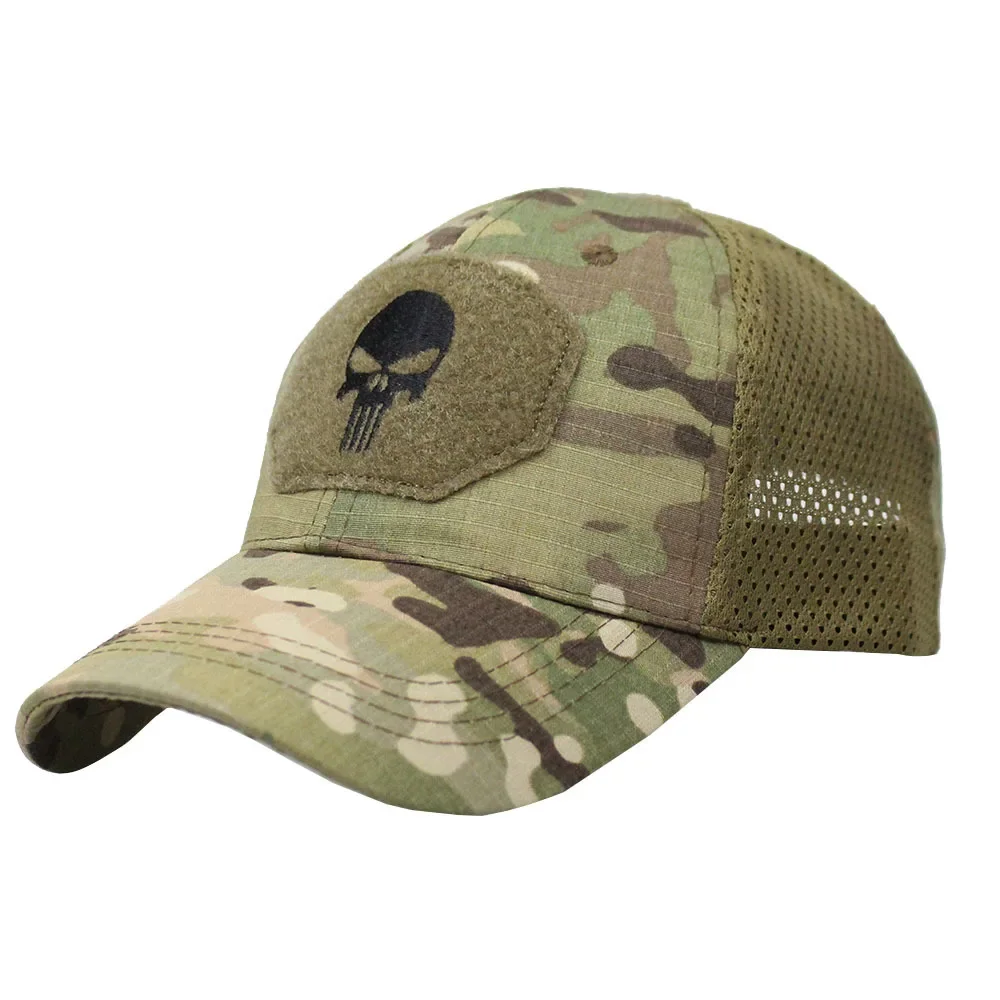 Men\'s Camo Seals Skull Tactical Baseball Caps for Women Summer Airsoft Military Outdoor Mesh Snapback Cap Sun Visor Trucker Hats